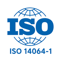 Logo de la norma ISO 14064-1 para cuantificación y reporte de emisiones de gases de efecto invernadero.
