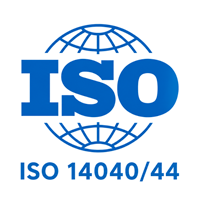 Logo de las normas ISO 14040 e ISO 14044 para análisis de ciclo de vida de productos.