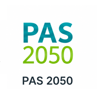 Logo de la norma PAS 2050 para el cálculo de emisiones de gases de efecto invernadero en productos.